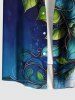 Plus Size Sea Colorblock Flowers Leaf Print Buttons Pocket Hawaii Shirt For Men -  