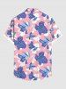 Plus Size Tropical Hibiscus Flower Print Buttons Pocket Hawaii Shirt For Men -  