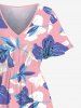 Plus Size Tropical Hibiscus Flower Print Split Hawaii Midi Dress -  