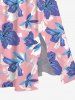 Plus Size Tropical Hibiscus Flower Print Split Hawaii Midi Dress -  