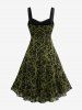 Plus Size Vintage Flower Layered Ruched Mesh A Line Dress -  