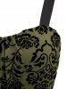Plus Size Vintage Flower Layered Ruched Mesh A Line Dress -  