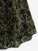 Plus Size Vintage Flower Layered Ruched Mesh A Line Dress -  