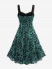 Plus Size Vintage Flower Layered Ruched Mesh A Line Dress -  