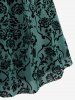 Robe trapèze vintage grande taille à fleurs et volants superposés en maille froncée - Vert 3X | US 22-24