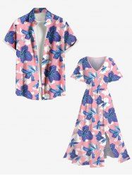 Tropical Hibiscus Flower Print Plus Size Matching Hawaii Beach Outfit For Couples -  