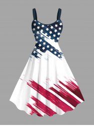 Plus Size Patriotic American Flag Print Tank Dress -  