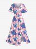 Tropical Hibiscus Flower Print Plus Size Matching Hawaii Beach Outfit For Couples -  