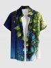 Tenue de plage hawaïenne assortie grande taille à imprimé fleurs et feuilles de la mer pour couples - Bleu 