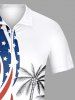 Tenue de plage hawaïenne assortie grande taille, motif drapeau américain patriotique et imprimé cocotier, pour couples - Blanc 