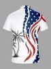 Tenue de plage hawaïenne assortie grande taille, motif drapeau américain patriotique et imprimé cocotier, pour couples - Blanc 
