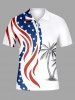 Tenue de plage hawaïenne assortie grande taille, motif drapeau américain patriotique et imprimé cocotier, pour couples - Blanc 