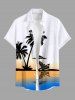 Coconut Tree Seascape Ombre Colorblock Print Plus Size Matching Hawaii Beach Outfit For Couples -  