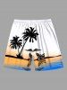 Coconut Tree Seascape Ombre Colorblock Print Plus Size Matching Hawaii Beach Outfit For Couples -  