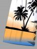 Coconut Tree Seascape Ombre Colorblock Print Plus Size Matching Hawaii Beach Outfit For Couples -  