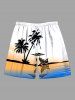 Coconut Tree Seascape Ombre Colorblock Print Plus Size Matching Hawaii Beach Outfit For Couples -  
