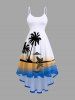 Coconut Tree Seascape Ombre Colorblock Print Plus Size Matching Hawaii Beach Outfit For Couples -  