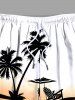 Coconut Tree Seascape Ombre Colorblock Print Plus Size Matching Hawaii Beach Outfit For Couples -  