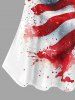 Patriotic American Flag Painting Splatter Print Cold Shoulder Cami T-shirt and Leggings Plus Size Matching Set -  