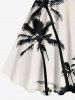 Tenue de plage hawaïenne assortie grande taille à imprimé ombré cocotier pour couples - Noir 
