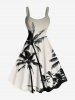 Tenue de plage hawaïenne assortie grande taille à imprimé ombré cocotier pour couples - Noir 