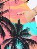 Coconut Tree Colorful Sky Print Plus Size Matching Hawaii Beach Outfit For Couples -  