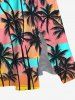 Coconut Tree Colorful Sky Print Plus Size Matching Hawaii Beach Outfit For Couples -  