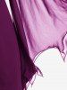 Plus Size Cold Shoulder Buckle Straps Mesh Bell Sleeve Top -  