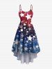 Patriotic American Flag Ombre Colorblock Print Plus Size Matching Outfit For Couples -  