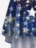 Patriotic American Flag Ombre Colorblock Print Plus Size Matching Outfit For Couples -  