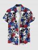 Skulls Two Tone Flower Patriotic American Flag Print Plus Size Matching Hawaii Beach Outfit For Couples -  