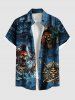 Skull Pirate Sea Waves Sailboat Print Plus Size Matching Hawaii Beach Outfit For Couples -  
