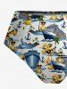 Plus Size Ducks Ship Coconut Tree Anchor Print Lace Up Panel Hawaii Tankini Swimsuit -  