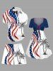 Short de plage hawaïen grande taille à imprimé cocotiers et drapeau américain patriotique pour homme - Blanc 3XL
