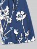 Plus Size Floral Contrast Colorblock Print Hawaii Drawstring Beach Shorts For Men -  