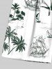 Plus Size Coconut Tree Sailboat Print Hawaii Cruise Drawstring Beach Shorts For Men -  