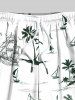 Plus Size Coconut Tree Sailboat Print Hawaii Cruise Drawstring Beach Shorts For Men -  