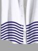 Chemise hawaïenne grande taille pour homme, motif vagues, ancre, gouvernail, pompon, imprimé croisière, boutons, poche - Blanc L