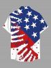 Plus Size Patriotic American Flag Paint Splatter Print Buttons Pocket Shirt For Men -  
