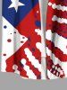 Plus Size Patriotic American Flag Paint Splatter Print Buttons Pocket Shirt For Men -  