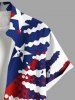 Chemise grande taille à boutons et poches pour homme, motif drapeau américain patriotique et éclaboussures de peinture - Bleu 4XL