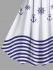 Robe débardeur hawaïenne grande taille à imprimé vagues, ancre, gouvernail de navire, pompon, croisière - Blanc M