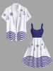 Robe débardeur hawaïenne grande taille à imprimé vagues, ancre, gouvernail de navire, pompon, croisière - Blanc M