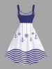 Robe débardeur hawaïenne grande taille à imprimé vagues, ancre, gouvernail de navire, pompon, croisière - Blanc M