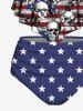 Plus Size Patriotic American Flag Skulls Print Overlay Ruched Tankini Swimsuit -  