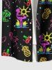 Plus Size Coconut Tree Flamingo Pineapple Cherry Neon 3D Print Buttons Pocket Hawaii Shirt For Men -  