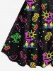 Robe débardeur hawaïenne grande taille à imprimé 3D, motif cocotier, flamant rose, ananas, cerise et néon - Noir XS