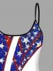 Plus Size Patriotic American Flag Coconut Tree Print Hawaii Tankini Swimsuit -  