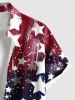 Plus Size Patriotic American Flag Ombre Colorblock Print Buttons Pocket Shirt For Men -  