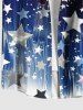 Chemise grande taille à imprimé patriotique drapeau américain ombré colorblock avec boutons et poches pour homme - Bleu 3XL